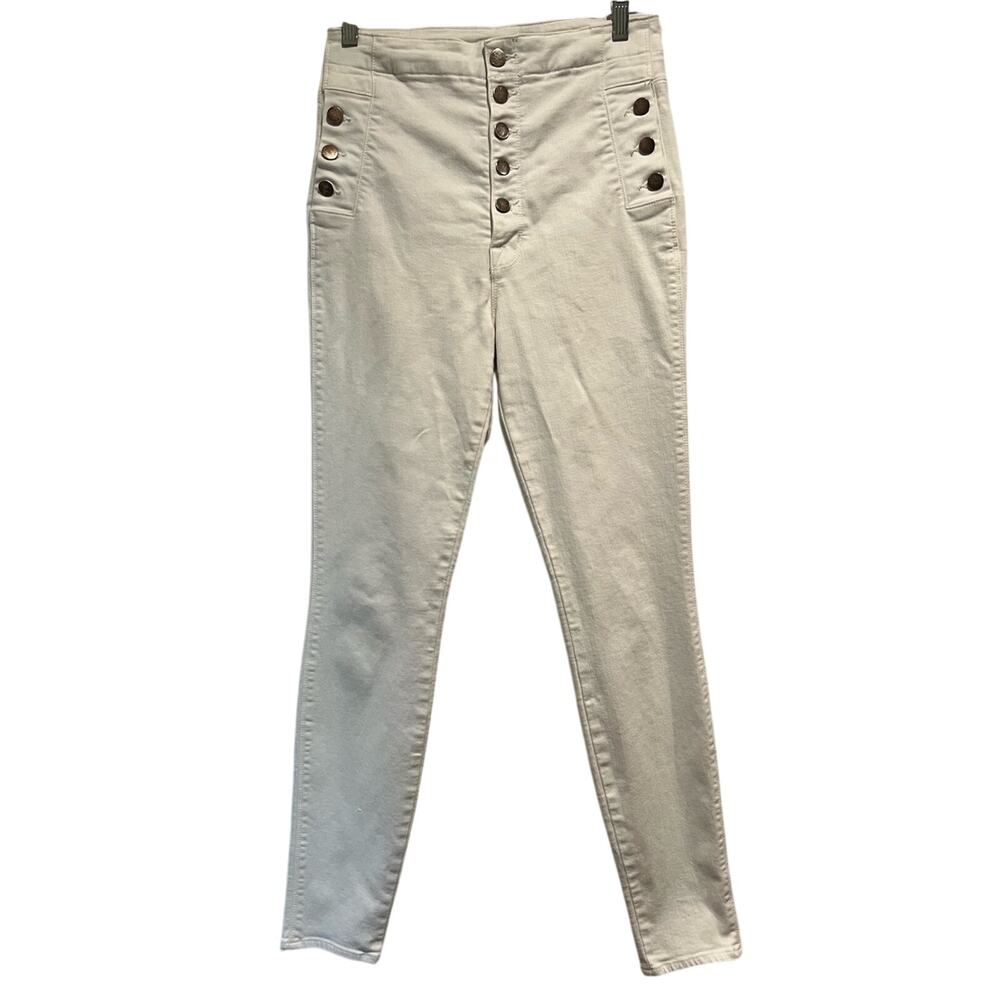 J Brand Natasha Blanc High Rise Button Fly Skinny Jeans White Size 27